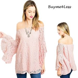 Haute Gypsy Bell Sleeve Lace Tunic Blouson Top